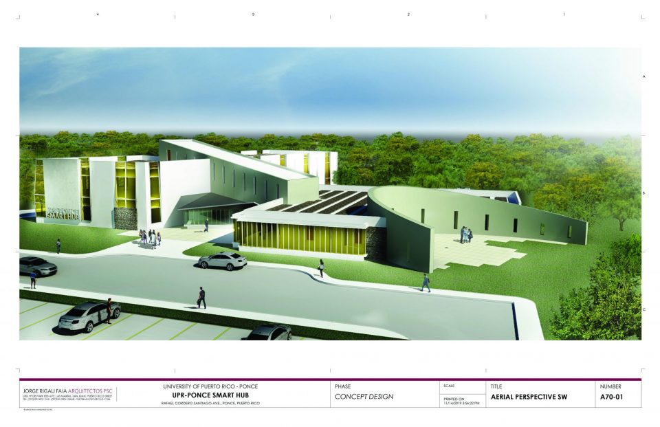Boceto Edificio SMART HUB de UPRP para futura construccion Boceto Edificio SMART HUB de UPRP para futura construccion