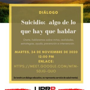 Diálogo: Suicidio: algo de lo que hay que hablar