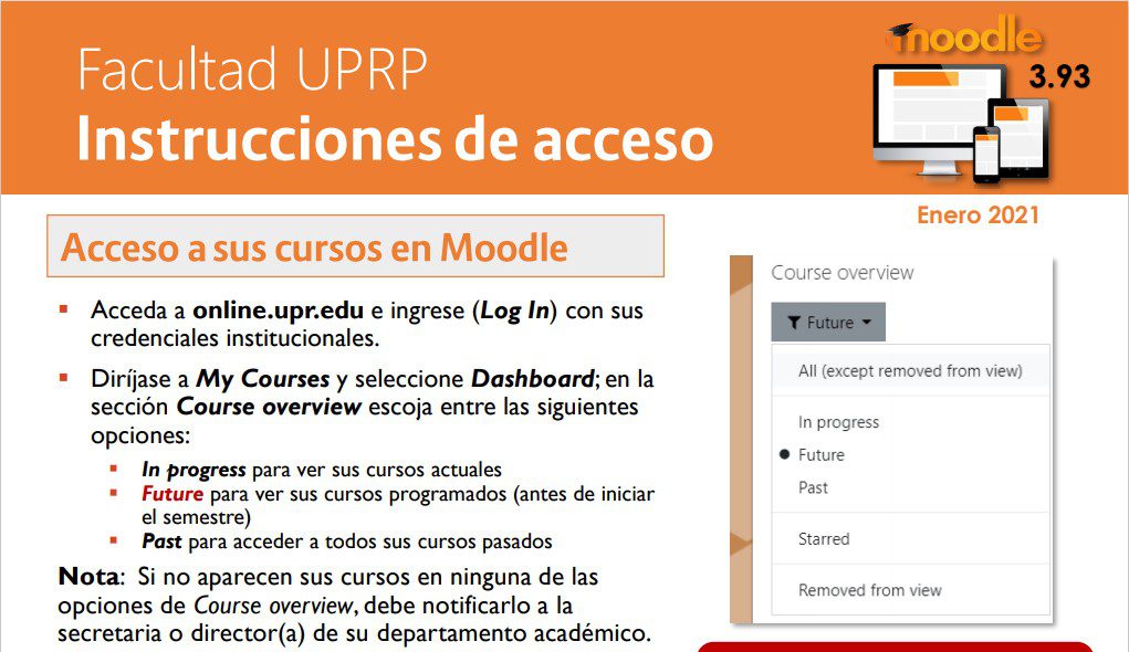 Instrucciones Acceso Cursos Moodle Facultad UPRP
