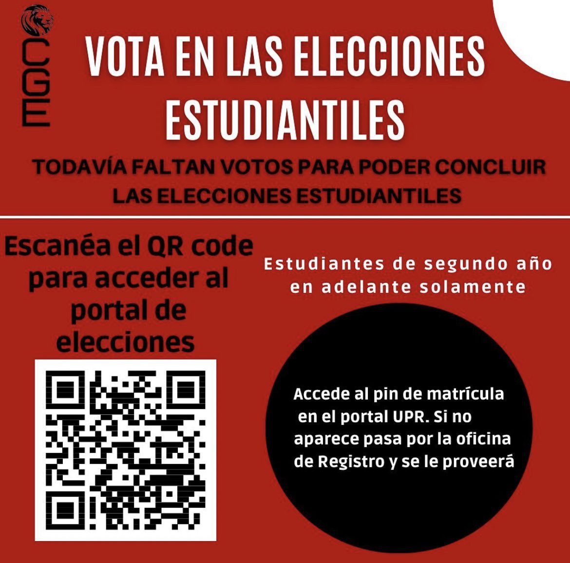 Anuncio del Sistema de Elecciones Estudiantiles con la fecha de vencimiento para completar el proceso.