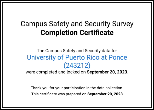 Completion Certificate - University of Puerto Rico at Ponce