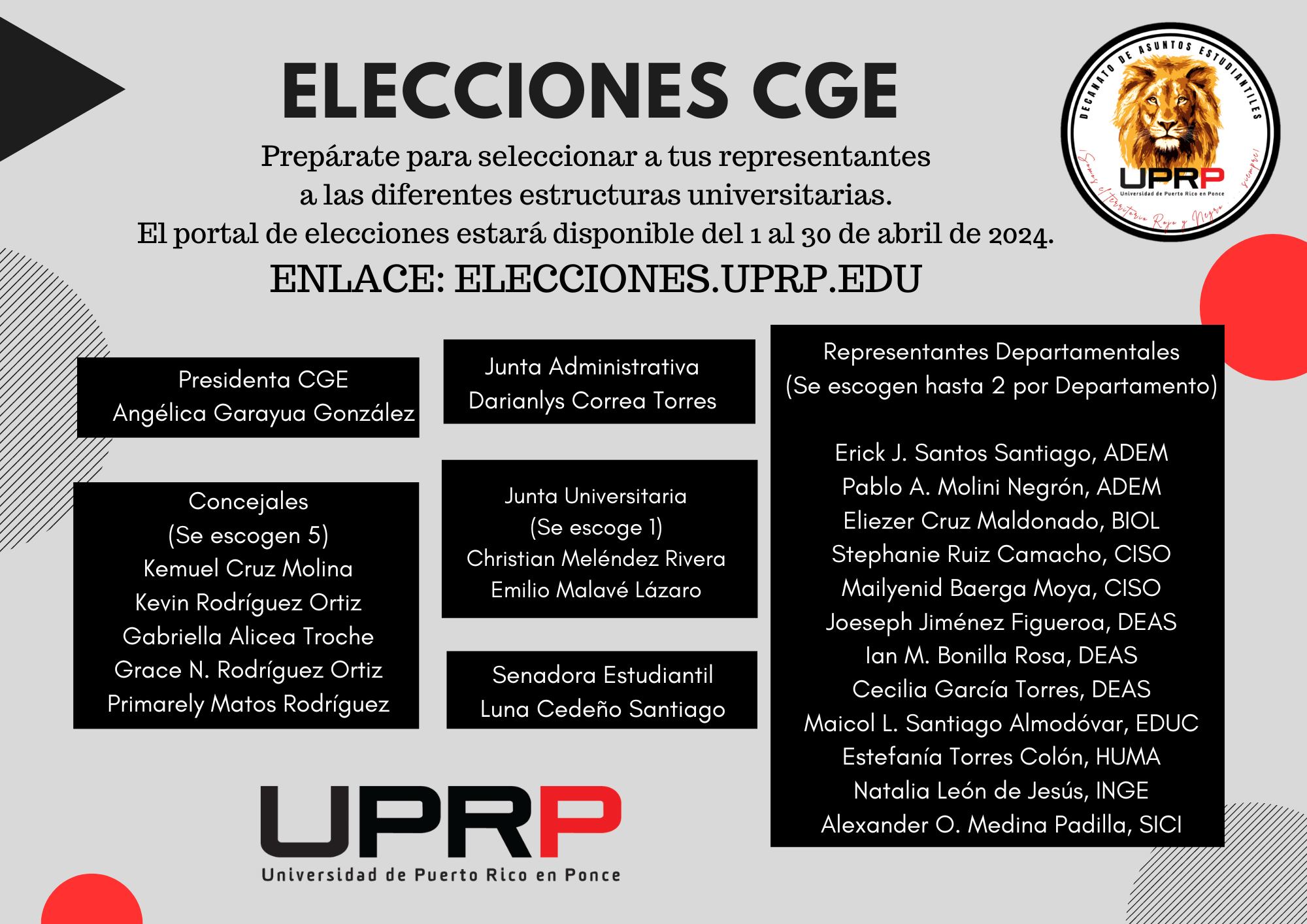 Anuncio de: ELECCIONES CONSEJO GENERAL DE ESTUDIANTES / Empieza en Abril 1.