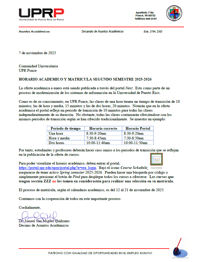 Com. Matricula 2do. sem. 2025-26