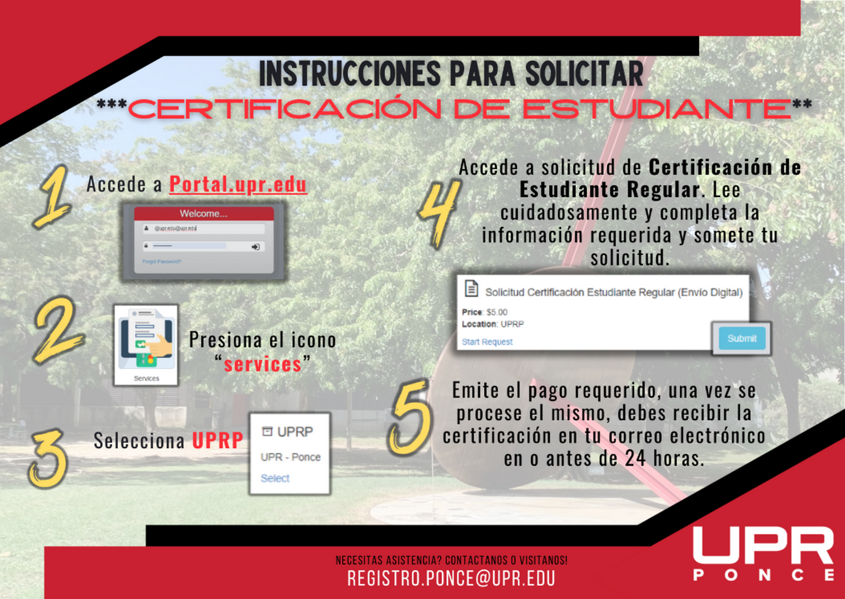 registro instrucciones certificacion estudiantil 2026 uprp
