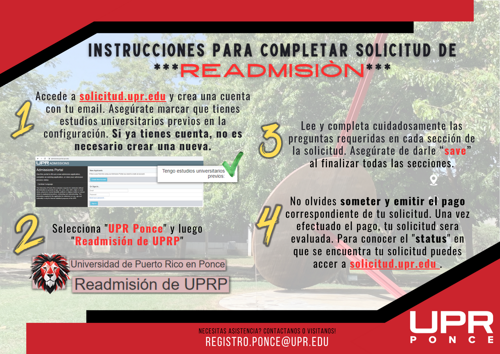 registro instrucciones readmision 2026 uprp