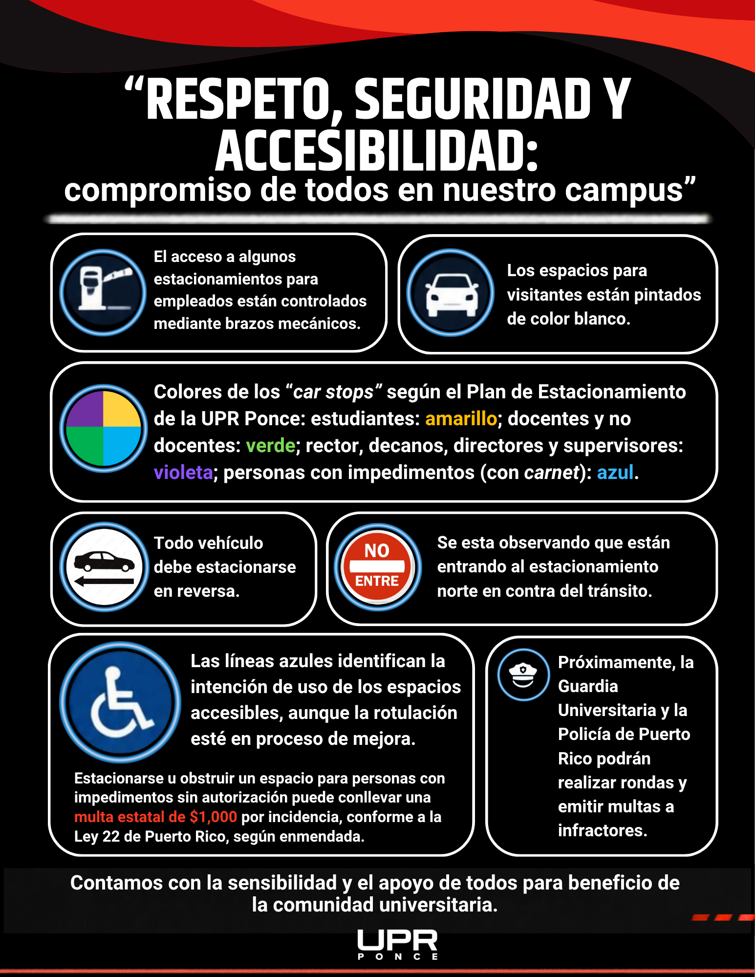 Flyer sobre estacionamiento responsable